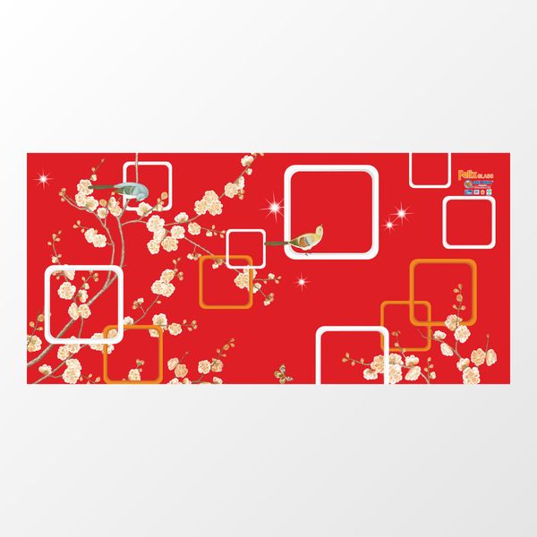 Bộ bàn kiếng chân phi thuyền/Mai đỏ - 6 ghế - Nội Ngoại Thất Inox Nhựa - Qui Phúc - quiphuc.com
