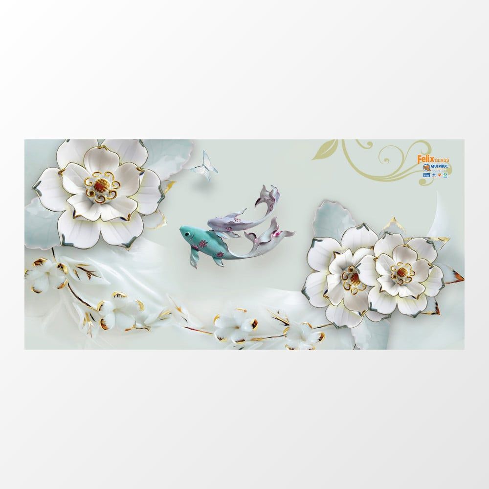  Bộ bàn kiếng chân tứ quý/Cá koi xanh - 6 ghế DELI L phi 25 