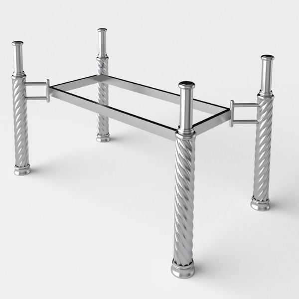 Bộ bàn kiếng chân tứ quý/Cá koi xanh - 6 ghế DELI L phi 25 - Nội Ngoại Thất Inox Nhựa - Qui Phúc - quiphuc.com