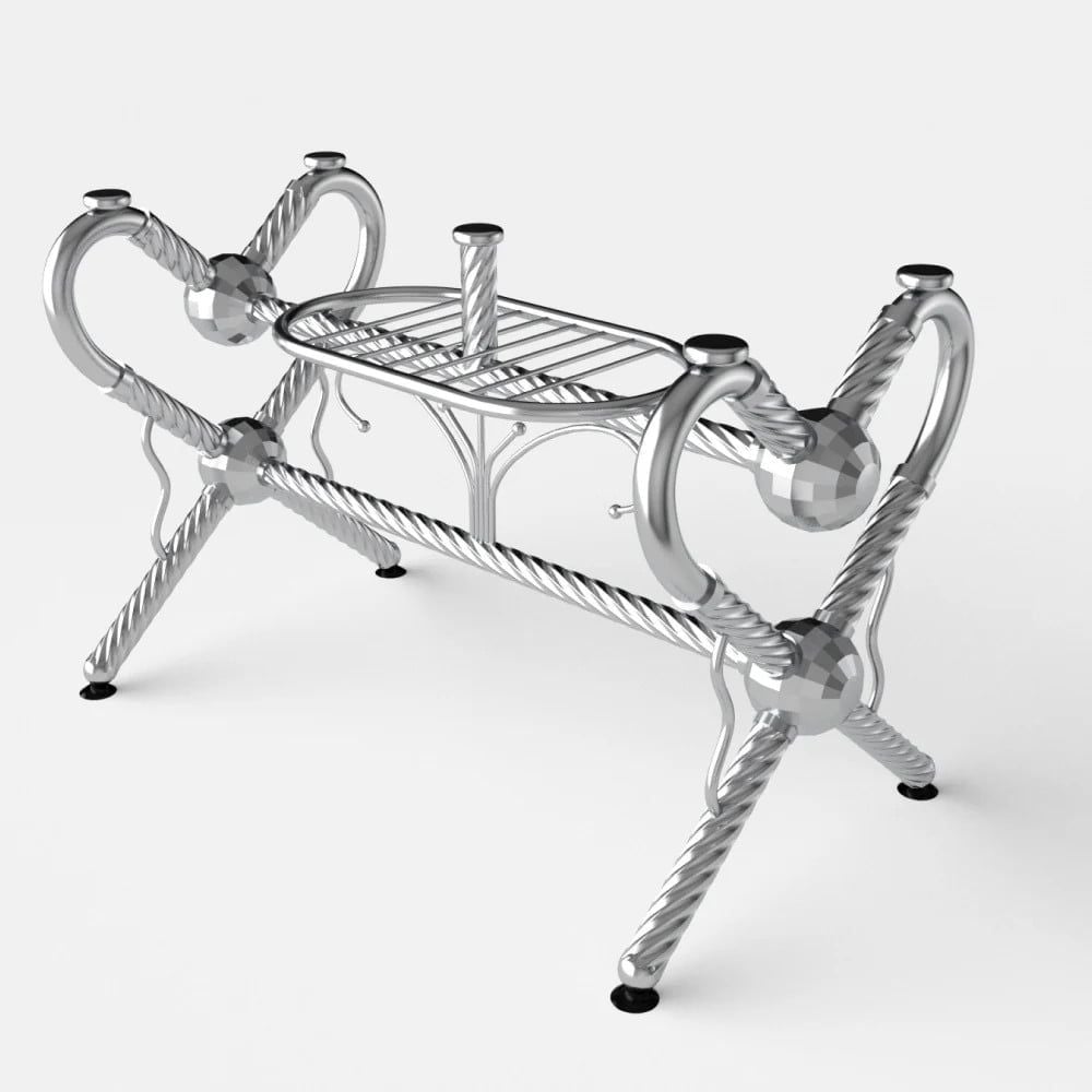  Bộ bàn kiếng chân tim/Cá koi xanh - 6 ghế FELIX mặt trăng 