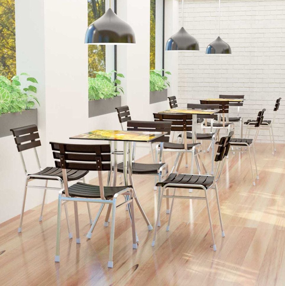  Bộ bàn kiếng DELI 6 tấc chân Eiffel - 4 ghế DELI Clever 