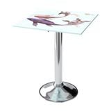  Bộ bàn kiếng 6 tấc chân mâm 1 trụ inox - 4 ghế SAKE 