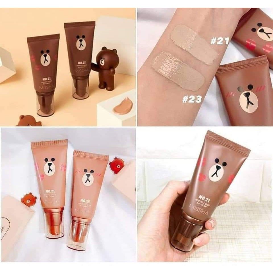  BB CREAM Missha – M PERFECT COVER BB Cream [Line Friends Edition – Gấu Brown] SPF42/PA+++ 50ml 