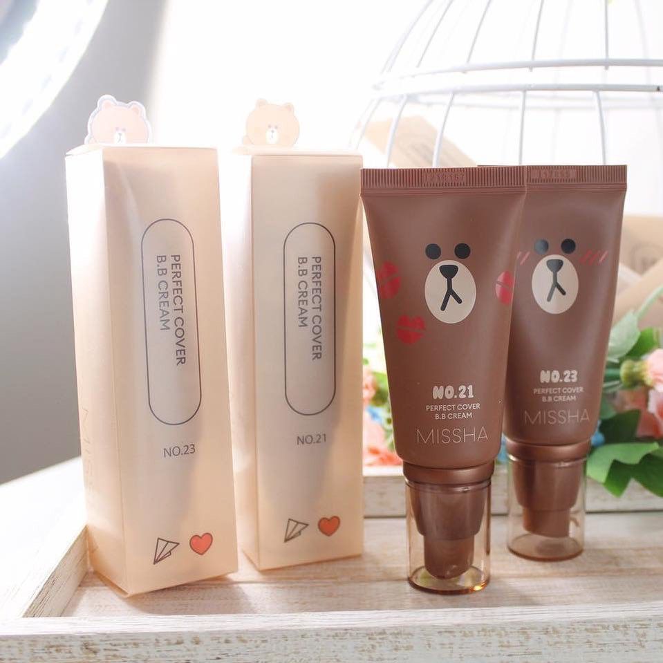  BB CREAM Missha – M PERFECT COVER BB Cream [Line Friends Edition – Gấu Brown] SPF42/PA+++ 50ml 