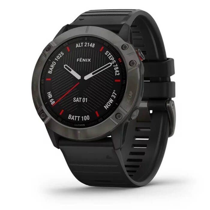  Garmin Fenix 6X - Sapphire, Carbon Gray DLC with Black Band 