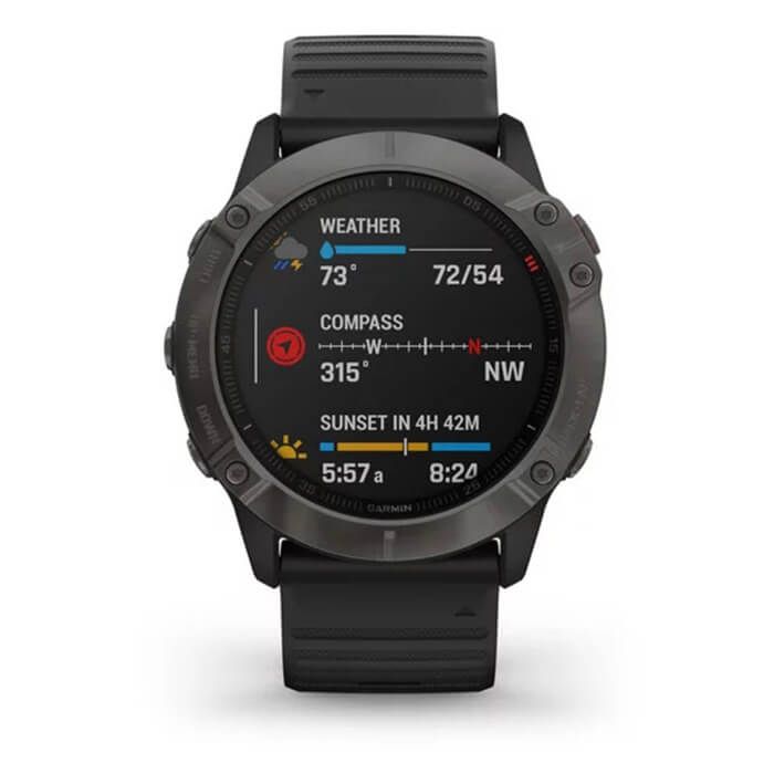  Garmin Fenix 6X - Sapphire, Carbon Gray DLC with Black Band 