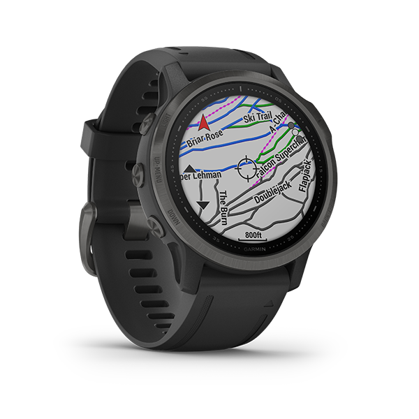  Garmin Fenix 6S - Sapphire, Carbon Gray DLC with Black Band 