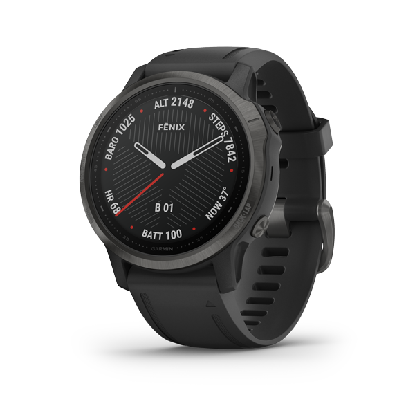  Garmin Fenix 6S - Sapphire, Carbon Gray DLC with Black Band 