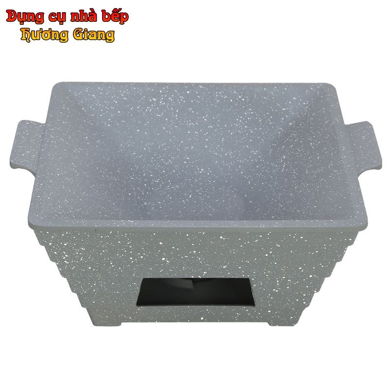 GDNB-63 Khay Nướng Đúc Hợp Kim Nhôm Phủ Vân Đá Kèm Bếp Cồn Phong Cách Hàn Quốc