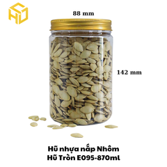 Hũ Nhựa Nắp Nhôm | Hũ Tròn E095-870ml | Lốc 12 Hũ