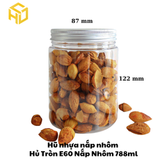 Hũ Nhựa Nắp Nhôm | Hủ Tròn E60 Nắp Nhôm 788ml | Lốc 12 Hũ