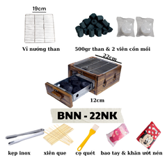 Bếp nướng than BBQ phong cách Nhật, hình vuông, cạnh 22cm - Bếp nướng than gáo dừa cho 2 người dành cho nhà hàng