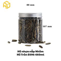 Hũ Nhựa Nắp Nhôm | Hũ Tròn E096-660ml | Lốc 12 Hũ