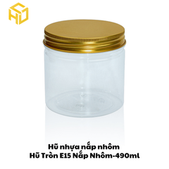 Hũ Nhựa Nắp Nhôm | Hũ Tròn E15 Nắp Nhôm - 490ml | Lốc 12 Hũ