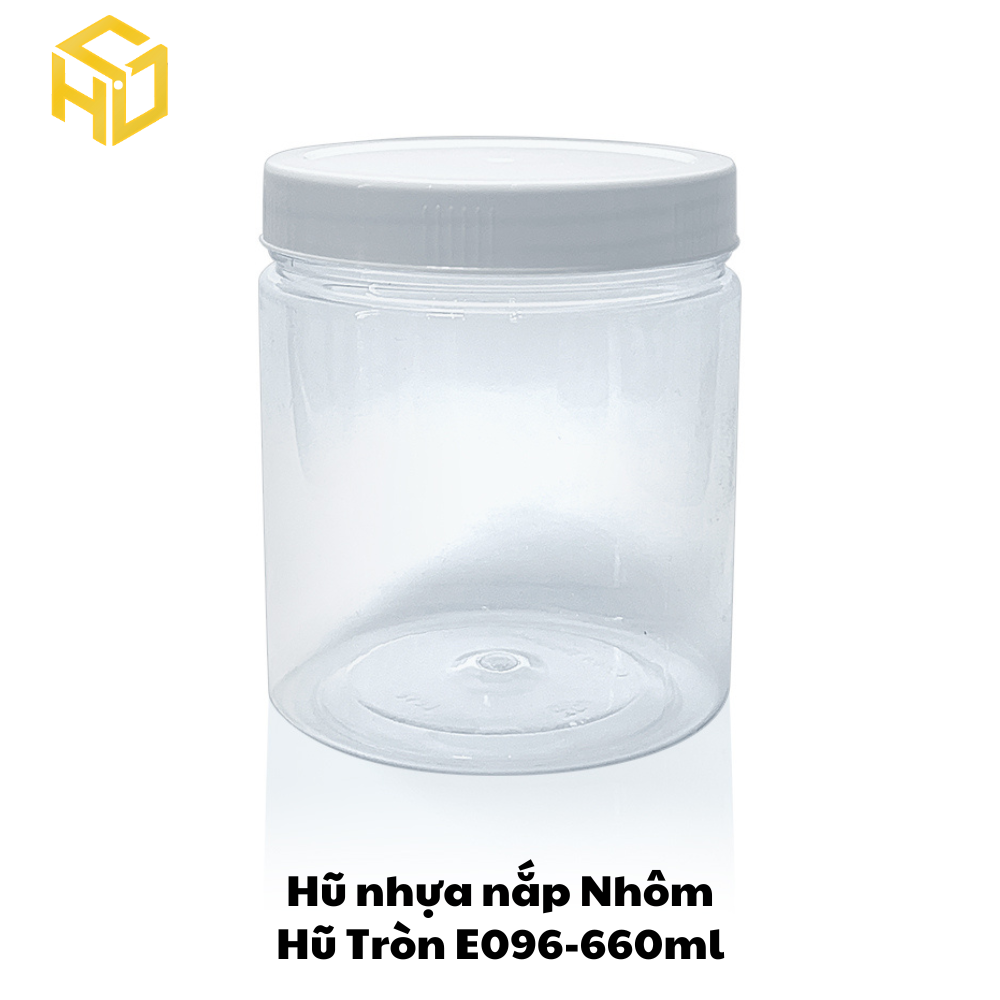 Hũ Nhựa Nắp Nhôm | Hũ Tròn E096-660ml | Lốc 12 Hũ