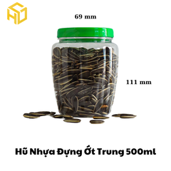 Hũ Nhựa PET Nắp Nhựa | Hũ Ớt Trung 500ml | Lốc 12 Hũ