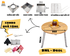 Bàn nướng than BBQ gấp gọn tròn D60 chuyên nướng tại nhà - Bàn nướng lẩu gấp gọn tiện lợi, đi camping, dã ngoại