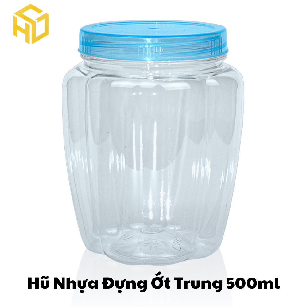 Hũ Nhựa PET Nắp Nhựa | Hũ Ớt Trung 500ml | Lốc 12 Hũ