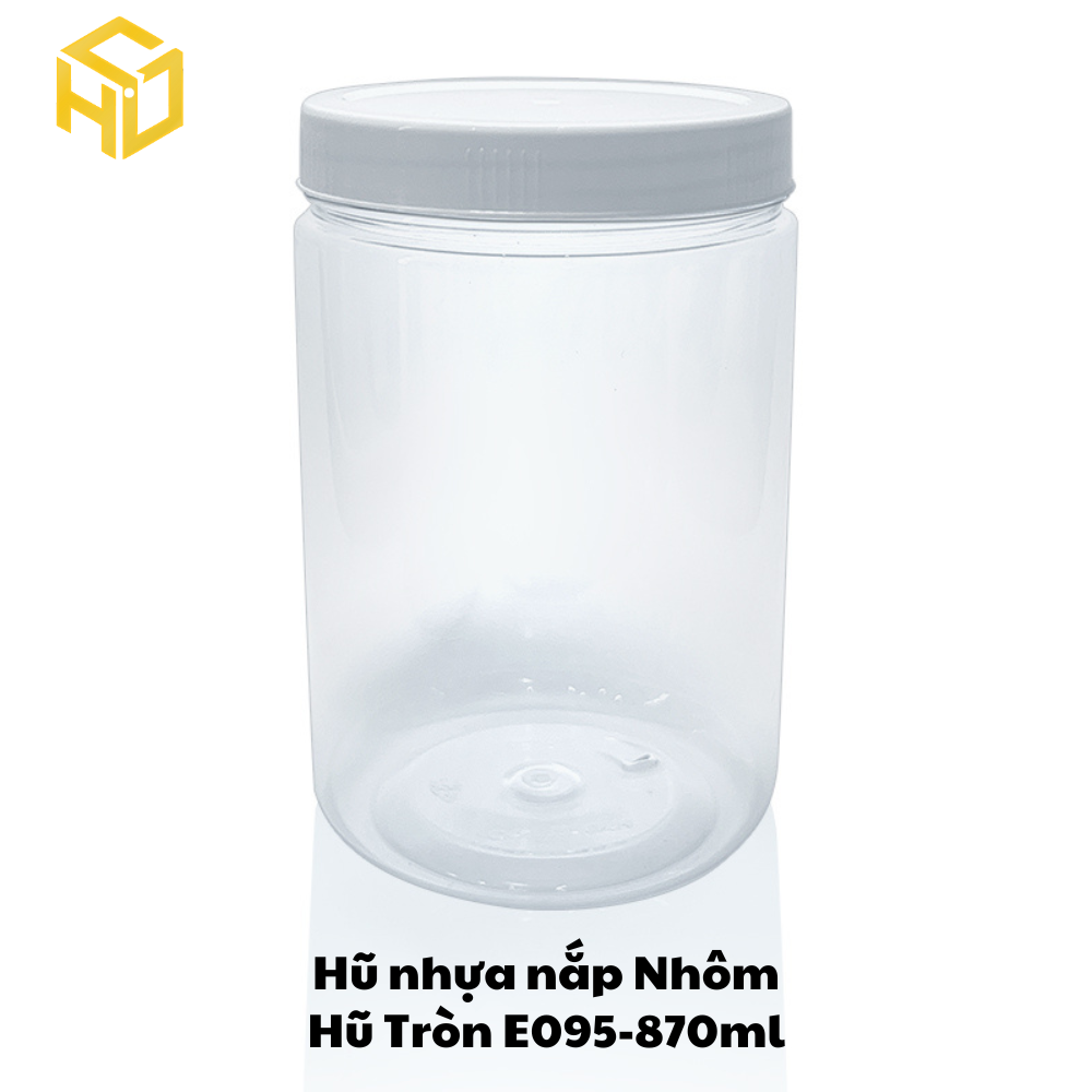 Hũ Nhựa Nắp Nhôm | Hũ Tròn E095-870ml | Lốc 12 Hũ