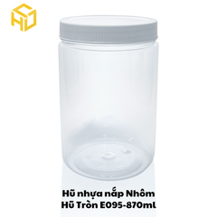 Hũ Nhựa Nắp Nhôm | Hũ Tròn E095-870ml | Lốc 12 Hũ