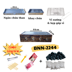 Bếp nướng than BBQ kiểu Nhật dành cho 4 người, hình chữ nhật 22x44