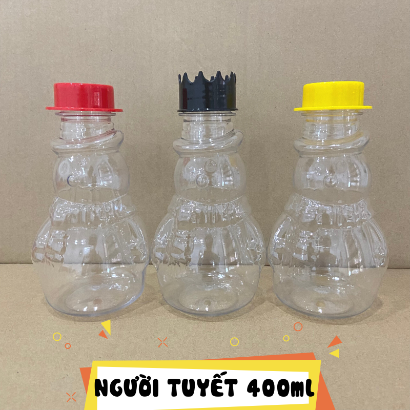 NT400 - Chai Nhựa PET Đựng Trà Sữa Hình Người Tuyết 400ml