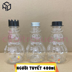 NT400 - Chai Nhựa PET Đựng Trà Sữa Hình Người Tuyết 400ml