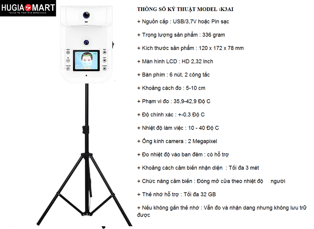 Máy đo thân nhiệt - nhận diện khuôn mặt K3AI
