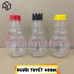 NT400 - Chai Nhựa PET Đựng Trà Sữa Hình Người Tuyết 400ml