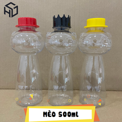 Chai Nhựa PET 500ml Mèo | Chai Nhựa PET 500ml Hình Mèo Đen, Hello Kitty