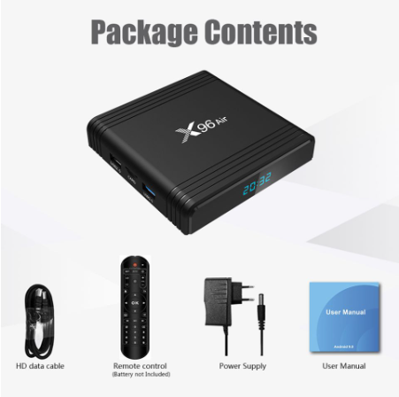 X96 Air Android TV Box - CPU Amlogic S905X3 Mạnh Mẽ, RAM 4GB, Bộ Nhớ Trong 32GB, Hỗ Trợ WiFi 2 Băng Tần chuyên dụng cho khung cảm ứng hồng ngoại