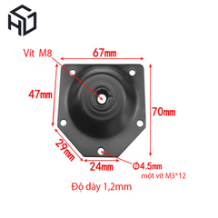 (PKNT-035) Bass Lục Giác 12 Độ Đen, Trắng, Bạc – Giải Pháp Kết Nối Chân Gỗ Nội Thất Chắc Chắn