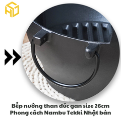 Bếp Nướng Than Đúc Gang 26cm Phong Cách Nambu Tekki Nhật Bản – Bếp Nướng than hoa Siêu Bền