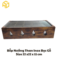 Bếp nướng than inox bọc gỗ phong cách Hibachi nhật bản