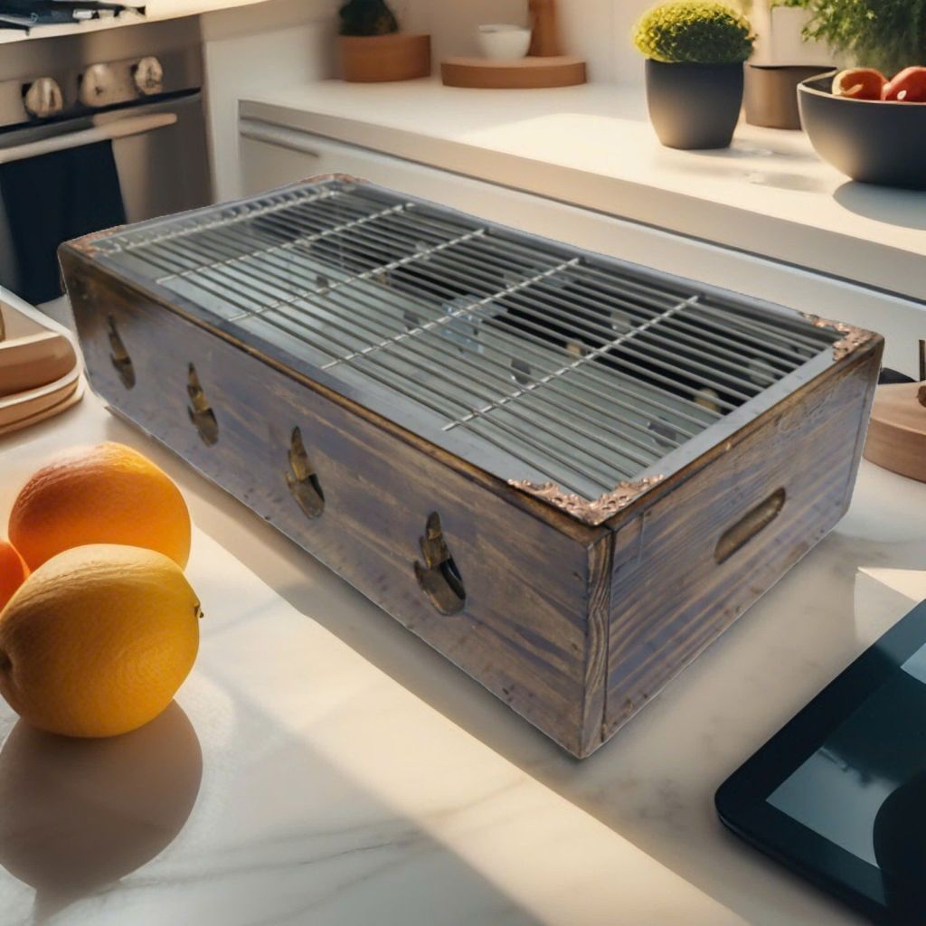 Bếp nướng than inox bọc gỗ phong cách Hibachi nhật bản