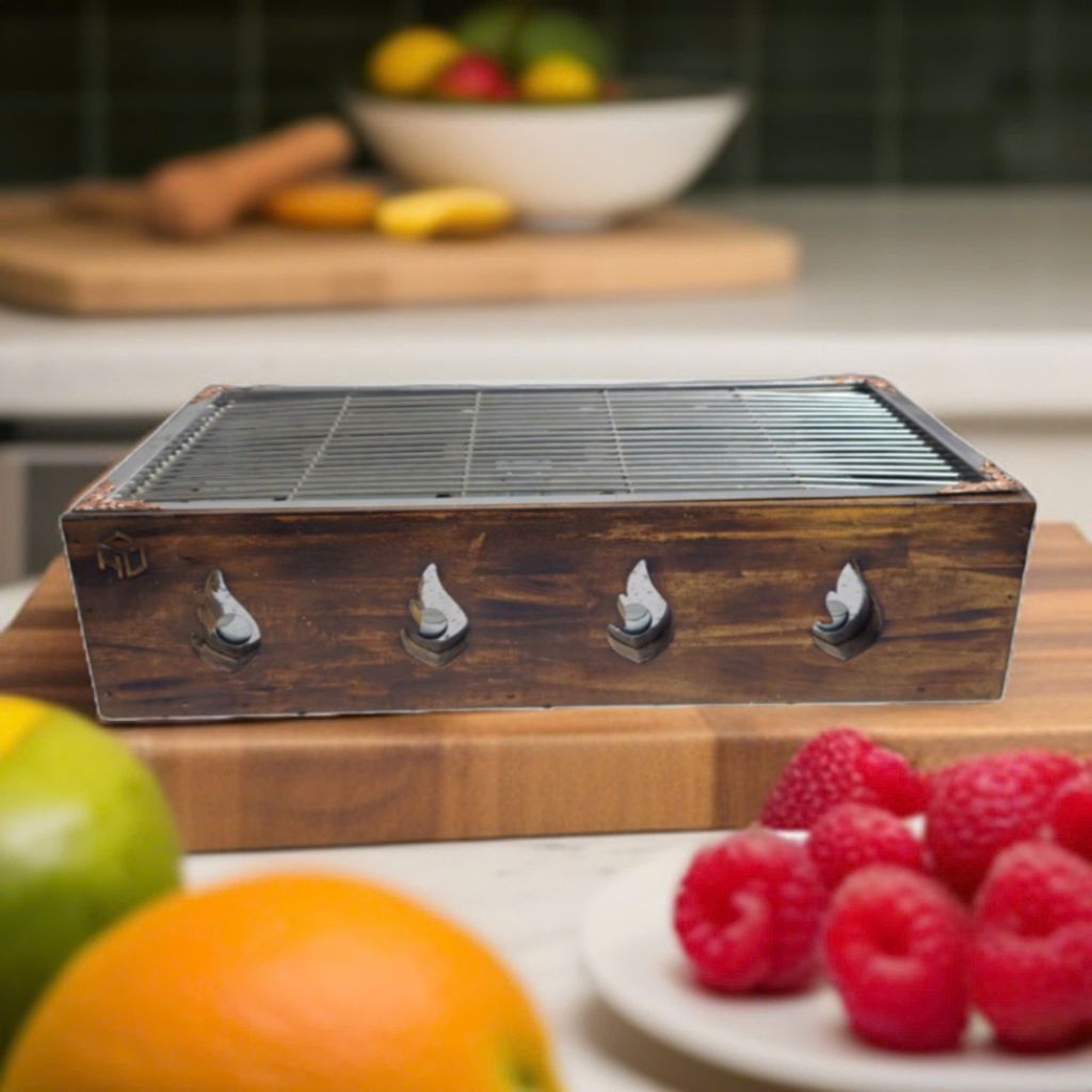 Bếp nướng than inox bọc gỗ phong cách Hibachi nhật bản