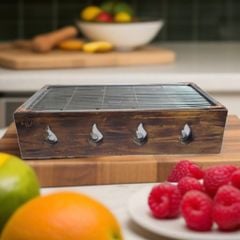 Bếp nướng than inox bọc gỗ phong cách Hibachi nhật bản