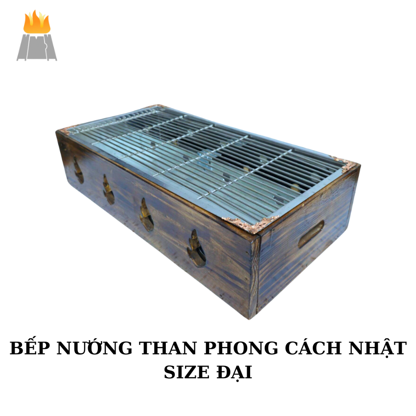 Bếp nướng than inox bọc gỗ phong cách Hibachi nhật bản