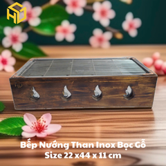 Bếp nướng than inox bọc gỗ phong cách Hibachi nhật bản