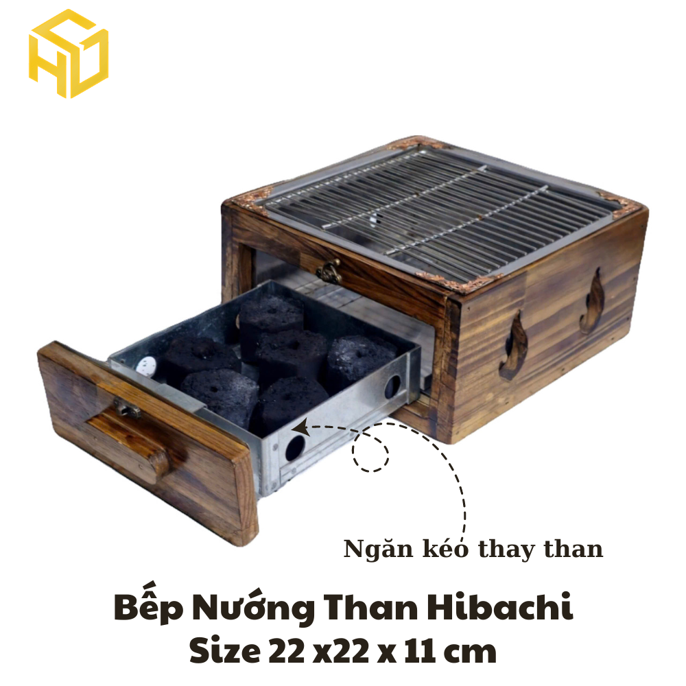 Bếp Nướng BBQ Cao Cấp | bếp nướng than mini | bếp nướng than inox bọc gỗ