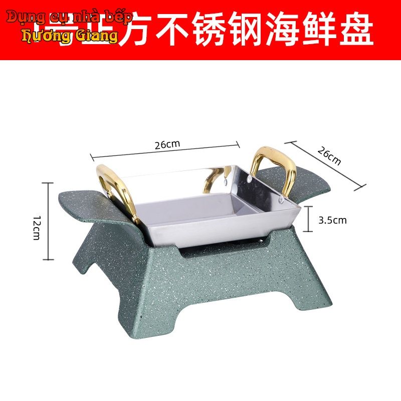 Bộ Chảo Nướng Xào Hộp Kim Nhôm Hình Chữ Nhật Kèm Bếp Cồn Hàn Quốc GDNB-15