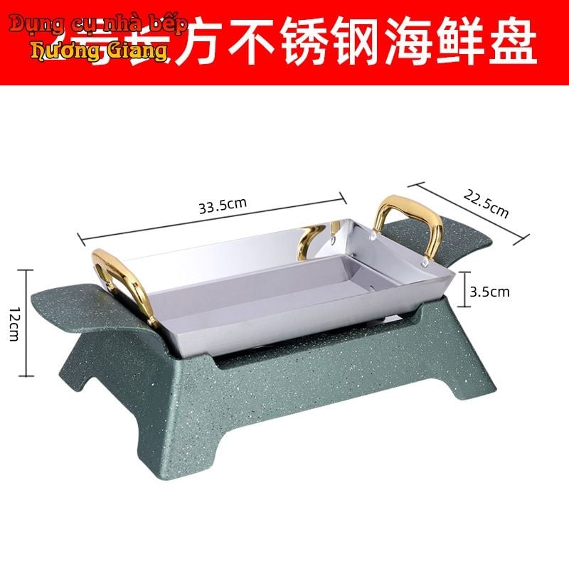 Bộ Chảo Nướng Xào Hộp Kim Nhôm Hình Chữ Nhật Kèm Bếp Cồn Hàn Quốc GDNB-15