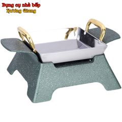 Bộ Chảo Nướng Xào Hộp Kim Nhôm Hình Chữ Nhật Kèm Bếp Cồn Hàn Quốc GDNB-15