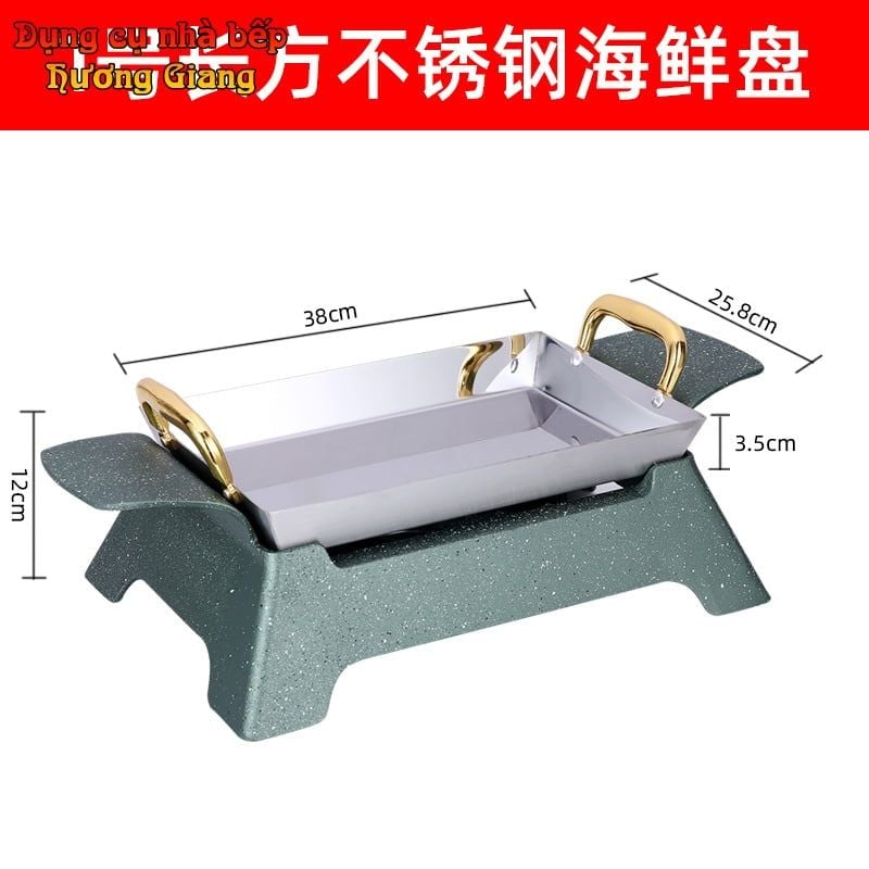 Bộ Chảo Nướng Xào Hộp Kim Nhôm Hình Chữ Nhật Kèm Bếp Cồn Hàn Quốc GDNB-15
