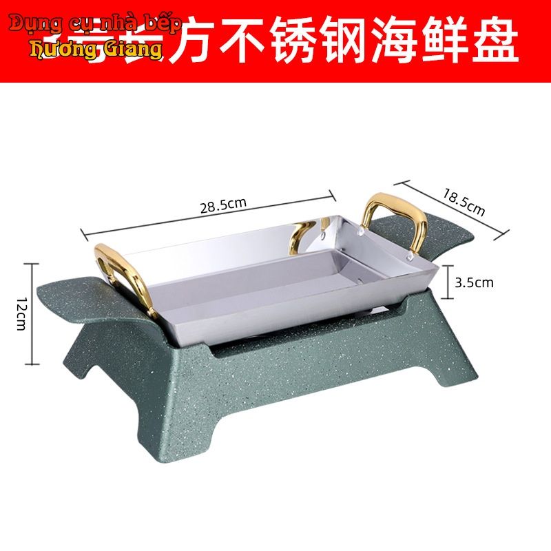 Bộ Chảo Nướng Xào Hộp Kim Nhôm Hình Chữ Nhật Kèm Bếp Cồn Hàn Quốc GDNB-15