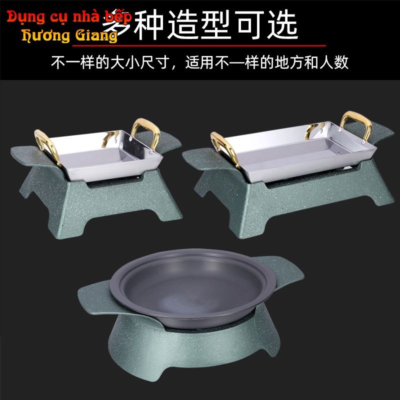 Bộ Chảo Nướng Xào Hộp Kim Nhôm Hình Chữ Nhật Kèm Bếp Cồn Hàn Quốc GDNB-15