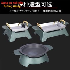 Bộ Chảo Nướng Xào Hộp Kim Nhôm Hình Chữ Nhật Kèm Bếp Cồn Hàn Quốc GDNB-15