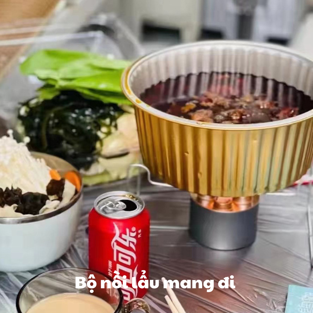 Bộ Nồi Lẩu Mang Đi 3000ml - Nồi Lẩu Nhôm 1 Lần Cao Cấp | Set Nồi Lẩu Bếp Cồn Mang Đi Cho Quán Ăn và Du Lịch