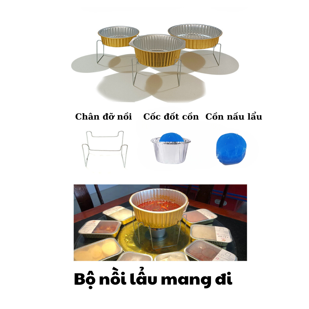 Bộ Nồi Lẩu Mang Đi 3000ml - Nồi Lẩu Nhôm 1 Lần Cao Cấp | Set Nồi Lẩu Bếp Cồn Mang Đi Cho Quán Ăn và Du Lịch
