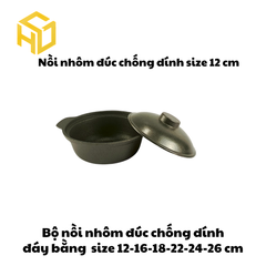 Nồi Nhôm Đúc Chống Dính Nắp Kính Cao Cấp Dành Cho Nhà Hàng, Quán Ăn - Nhiều Size | Nồi Nhôm Chất Lượng
